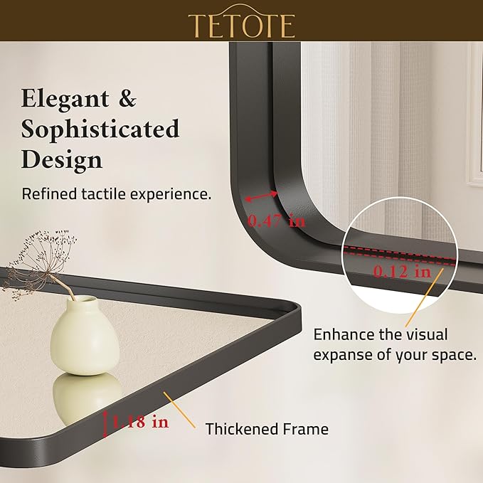 TETOTE Black Vanity Mirror 28 x 36 Inch - Image 5