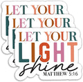 (3 Pack) Christian Stickers - Let Your Light Shine Matthew 5:16 - Bible Verse Waterproof Vinyl Decals for Tumblers, Laptops, Water Bottles, Scrapbooks – 3" x 2.3"