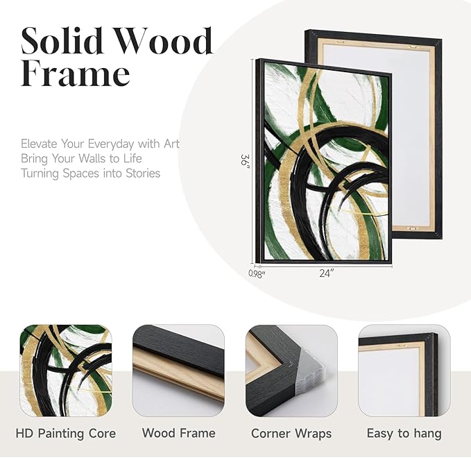 Framed Green Abstract Wall Art Set of 2 - Image 5