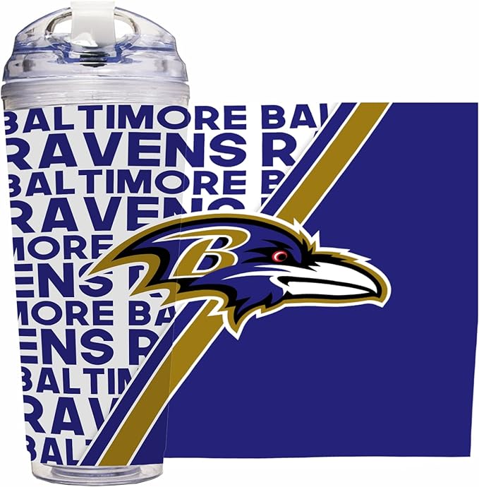 NFL Football 24oz Acrylic Tumbler with Hinged Lid, Officially Licensed Double Wall Tumbler for NFL Fans