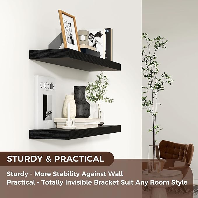 Venusmiles Floating Shelves for Wall 24 inch Long, Engineered Wood Wall Shelves - Image 5
