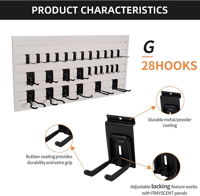 Slat Wall Accessories 28 PCS Garage Hooks Heavy Duty Slatwall Panel Hook - Image 2