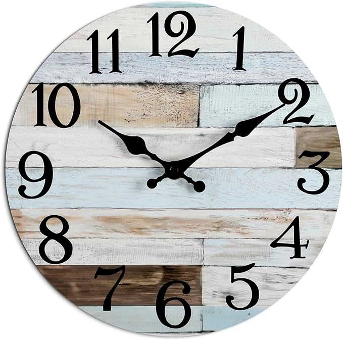 KECYET Wall Clock Battery Operated 16 Inch Silent Non-Ticking Coastal Country by KECYETWALLCLOCK