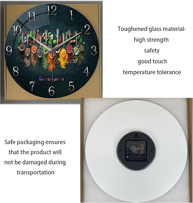 Kitchen Wall Clocks Battery Operated 14 Inches Glass Decorative Clocks - Image 6