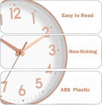 Mosewa Wall Clock 12 Inch, Battery Operated Silent Non-Ticking Modern Analog - Image 7