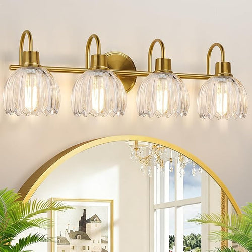 4-Light Bathroom Light Fixtures, Vintage Bathroom Vanity Lighting Fixtures Over by Meybiok