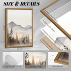 Neutral Mountain Wall Art Decor Set of 3 Forest Canvas Wall Art Poster - Image 2