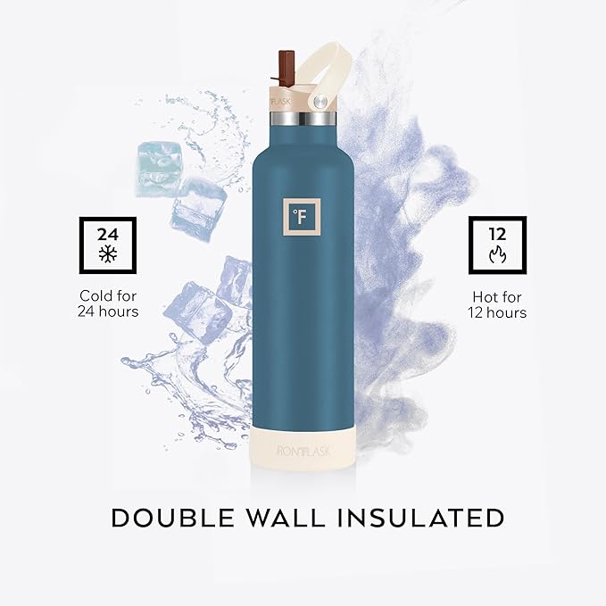 IRON °FLASK Camping & Hiking Hydration Flask with Straw, BPA-Free Insulated Stainless Steel Sports Water Bottle - 24 oz Desert Oasis