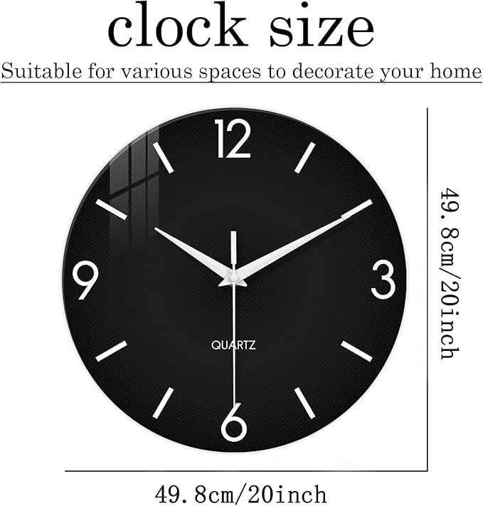 XFM Minimalist Wall Clocks Battery Operated 20 Inch Large Black Wall Clock - Image 7