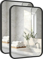 2-Pack 24x36 Inch Matte Black Bathroom Vanity Mirrors | Flush Mount Deep Set by Pocetry