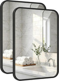 2-Pack 24x30 Inch Matte Black Bathroom Vanity Mirrors | Flush Mount Deep Set by Pocetry