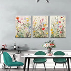 KISSFOX 3 Piece Canvas Wall Art Wildflowers Wall Decor Floral Pictures - Image 2