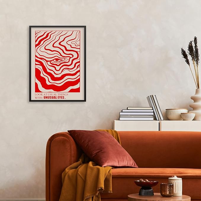 Medpol Retro Red Abstract Eye Canvas Wall Art Vintage Hippie Trippy Poster - Image 7