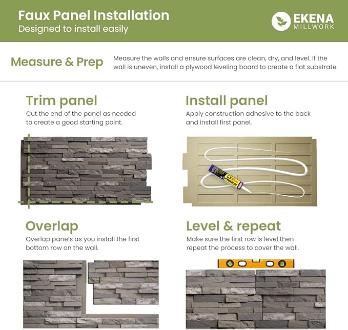 EverStone Cascade Faux Stone Panel, 48 5/8"W x 24 3/4"H x 1 1/4"D, Dark River - Image 4