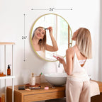 NEWBULIG Round Bathroom Mirror for Over Sink, 24 Inch Wall Mount Vanity Circle - Image 2
