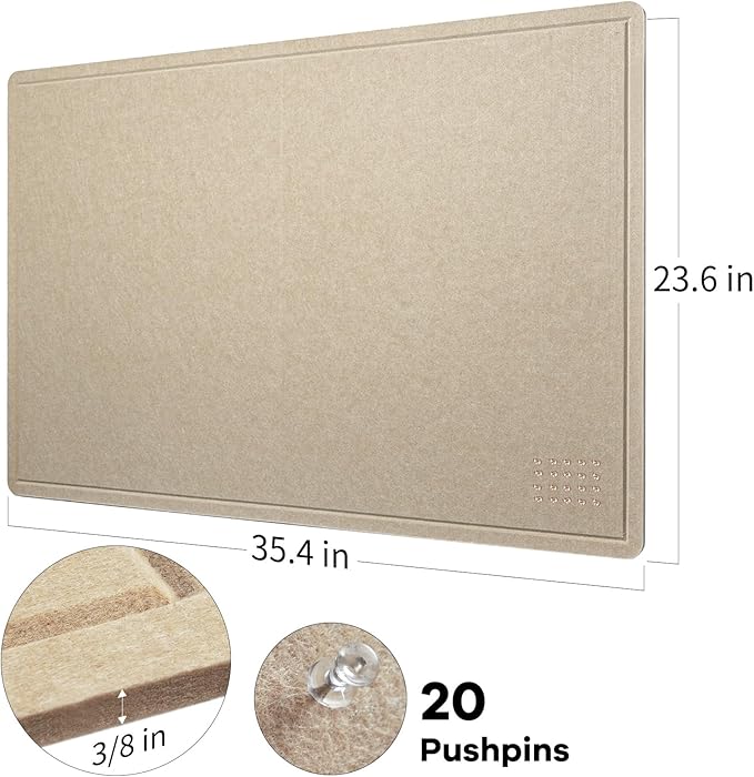 Lightomorrow Bulletin Board, 36 x 24 inches Felt Board - Image 4