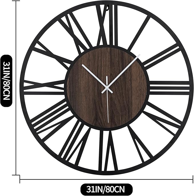 LEIKE Extra Large Wall Clocks, Silent Little Ticking, Battery Operated Vintage - Image 4