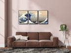 Wieco Art Black Framed Great Wave of Kanagawa Katsushika Hokusai 3 Piece Modern - Image 4