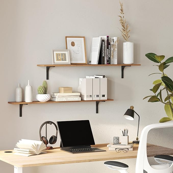 DINZI LVJ Long Wall Shelves, 39.4Inch Wall Mounted Shelves Set of 4, Extra - Image 8