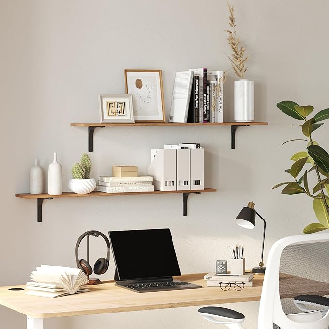 DINZI LVJ Long Wall Shelves, 47.3Inch Wall Mounted Shelves Set of 4, Extra - Image 8
