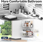 YASONIC Corner Shower Caddy Organizer, Self-Adhesive Rustproof Bath Shelves - Image 8