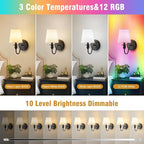 Battery Operated Wall Sconce Set of 2, Rechargeable Wall Sconce - Image 2