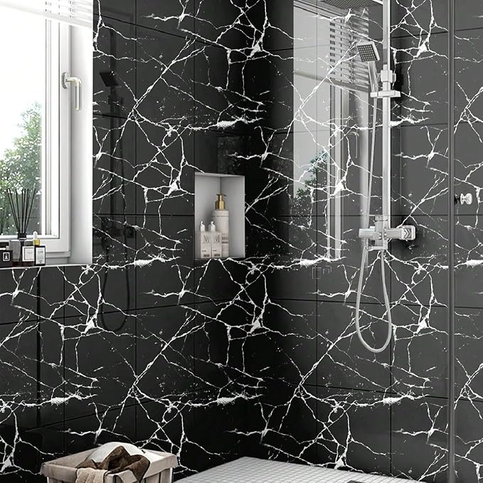 Chejiaye 10pcs Marble Peel and Stick Backsplash Waterproof Washroom Wall Panels - Image 3