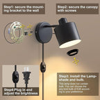 LIGHTESS Plug in Wall Sconces Set of 2 - Image 6