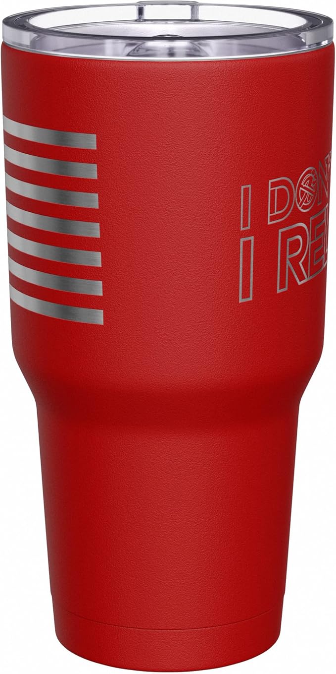 We The People Holsters - I Don't Run - Coffee Tumbler - American Flag Coffee Travel Mug - Engraved Tumbler - Double Insulated Tumbler - 30 oz