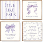 LARTSFRO Coquette Purple Bow Jesus Wall Art Decor Posters, Inspirational Bible by Unknown