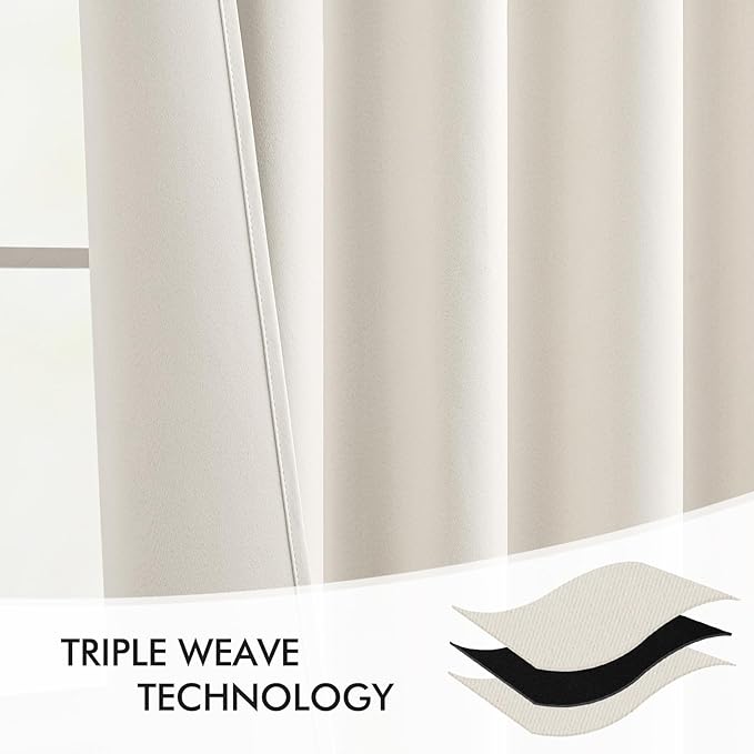 MIULEE Ivory Back Tab Blackout Curtains 102 Inch Long 2 Panels Set - Image 7