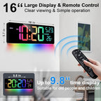 16" Bluetooth Large Digital Wall Clock/Auto Time Sync, 10 RGB Colors Digital - Image 7