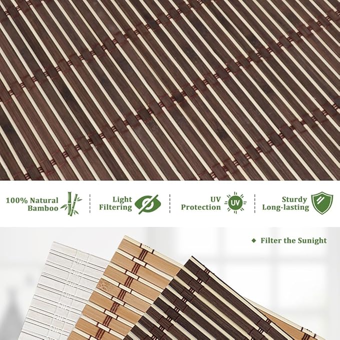 SEEYE Cordless Bamboo Blinds Shades, Light Filtering Bamboo Roller Shades - Image 3