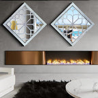 Wocred 2 PCS Square Wall Mirror, Gorgeous Rustic Farmhouse Accent Mirror - Image 2