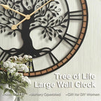 Micasso Farmhouse Large Wall Clock: 24Inch Rustic Tree of Life Metal - Image 9