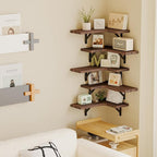 Fixwal Floating Shelves for Wall Set of 5, Rustic Wood Wall Mounted Corner - Image 5