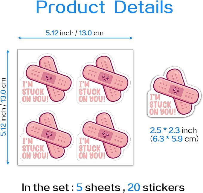YAZMEEN 20 Pcs Cute Nurse Stickers I'm Stuck on You Medical Stickers Funny Appreciation Gift for RN LPN CNA Nurse Doctor Medical Assistant 2.5'' Nursing Stickers Decals for Water Bottle Laptop Phone