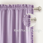 NICETOWN Lilac Purple Pom Pom Velvet Curtains 84 Inch Length - Image 5