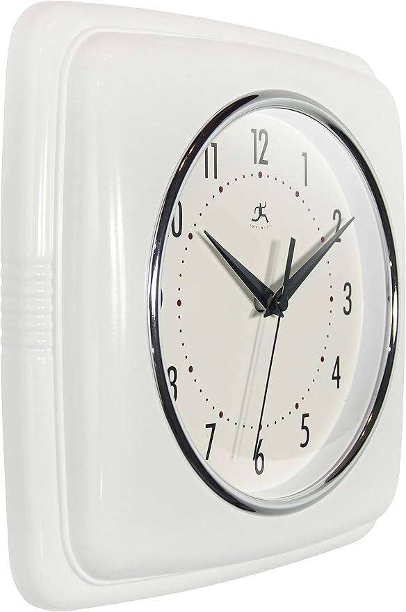 Infinity Instruments Retro – 9-Inch Square Silent Non-Ticking Mid-Century - Image 2