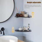 Corner Floating Shelves, Rustic Brown Wood, Wall Mount Storage - Image 9