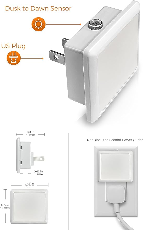 L LOHAS LED Night Lights Plug into Wall 2-Pack, 0.3W Plug in Night Light - Image 6