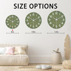 HZDHCLH Wall Clock 8 Inch Silent Non Ticking Wood Battery Operated Green Wooden - Image 5