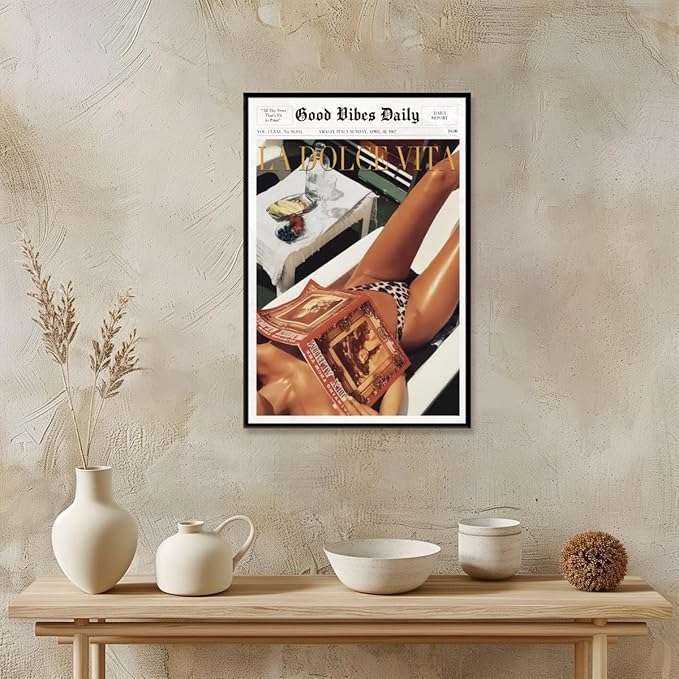 Trendy Newspaper Posters Vintage Good Vibes Daily Wall Art 60s La Dolce Vita - Image 4