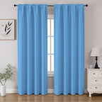 CUCRAF Light Blue Blackout Curtains 108 inch Length 2 Panels Set, Rod Pocket by CUCRAF