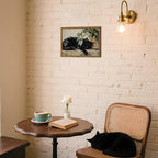 Framed Black Cat Canvas Wall Art, Vintage Sleeping Cat - Image 3