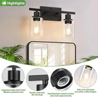 Indoi Matte Black 2-Light Bathroom Vanity Light - Image 3
