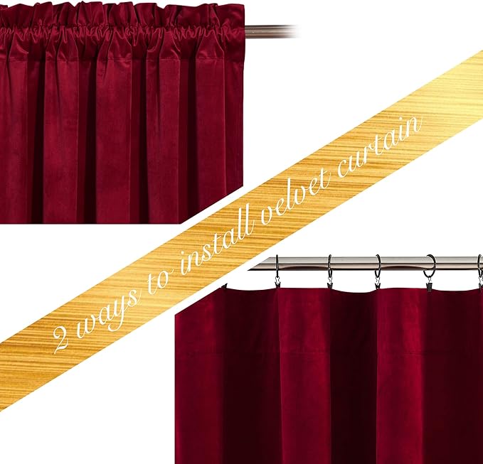 NICETOWN Christmas Red Velvet Curtains and Drapes - Image 3