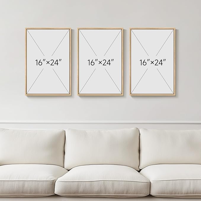Framed Sage Green Abstract Wall Art, 3 Piece Modern Canvas Prints Paintings - Image 3