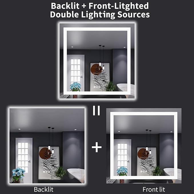 LOAAO 38"X38" LED Bathroom Mirror - Image 6