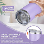 20 oz Tumbler with Lids and Straws, Stainless Steel Insulated Travel Coffee Mug, Double Wall Vacuum Insulated Tumblers, Powder Coated Coffee Tumbler for Cold & Hot Drinks (Light Purple,4pack)